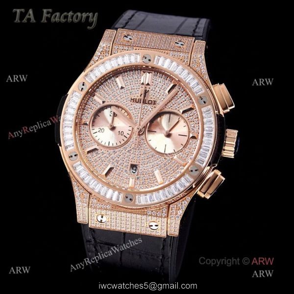 Copy Hublot Big Bang Diamond Watch Swiss Made Rose Gold Hublot Big Bang Chronograph Watch 45mm 2