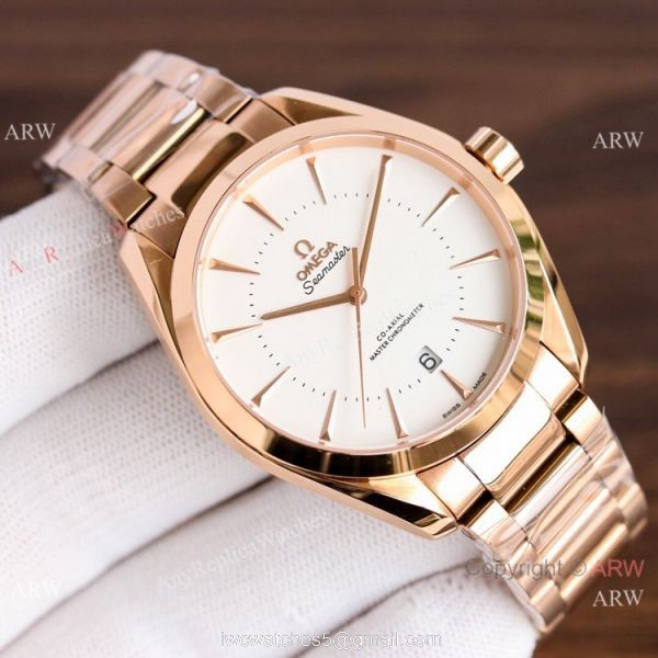 Copy Omega Seamaster 2-Tone Rose Gold Men Watch Simple Style 2