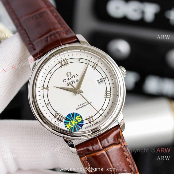 Copy Omega De Ville Prestige Watches SS Gray Dial Automatic 2