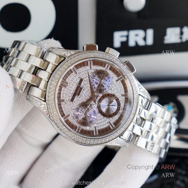 Top Replica Patek Philippe Iced Out Watch Swiss 9100 Movement 41mm 2