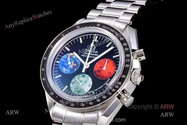 Replica OM Factory Omega Speedmaster Moonwatch With 3 Colors Sub-Dials Black Ceramic Bezel 2