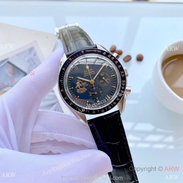 Buy Replica Omega Apollo 11 Chronnograph Watch Silver Case Blue Face 2