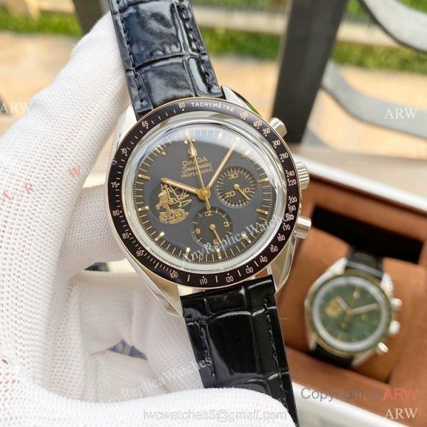 Buy Replica Omega Speedmaster Apollo Eleven Watches Green Dial Moonshine Gold Case 2