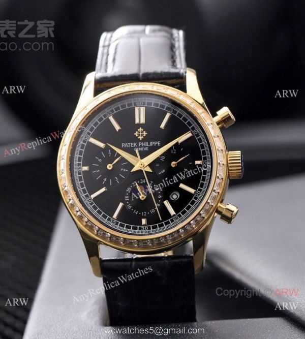 2021 New Patek Philippe Geneve Complications Swiss 9100 Watch Diamond Bezel Black Face 2