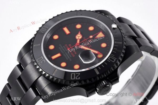 2021 New! Swiss Grade Rolex Submariner Blaken IPK 2824 Men Watch Orange Markers 2