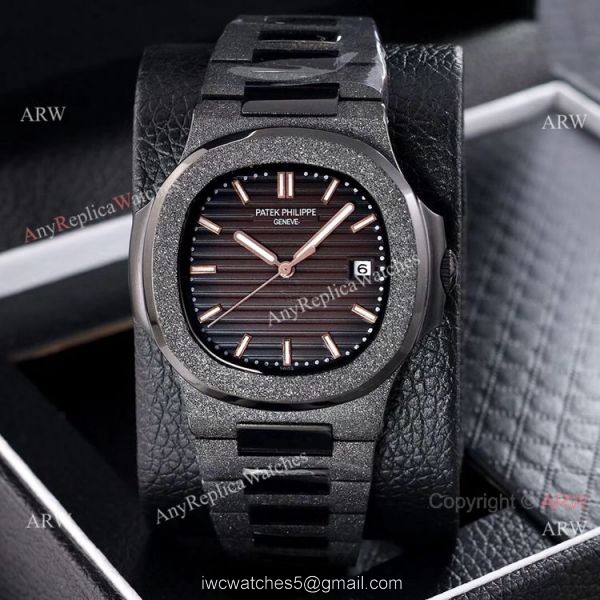 Best Replica Patek Philippe Nautilus Frosted Watch Solid Black 40mm 2
