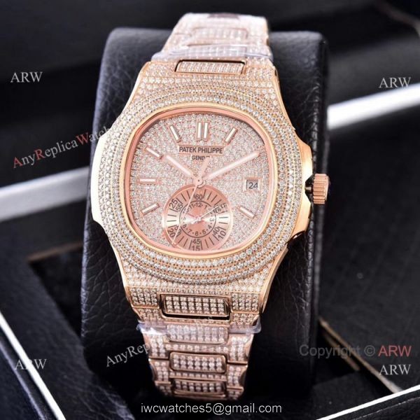 Luxury Replica Patek Philippe Nautilus Iced Out Watches Automatic 2