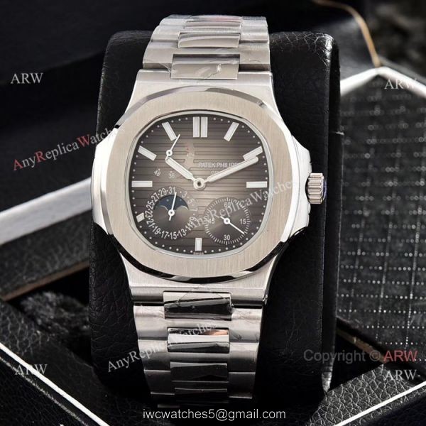 Patek Philippe Nautilus Power Reserve Watches Red Dial Stainless Steel 2