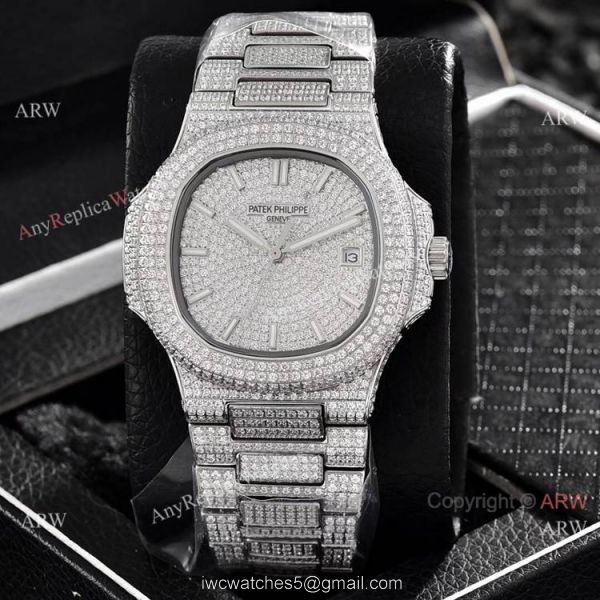 Iced Out Patek Philippe Nautilus Automatic Wrist AAA Quality Copy Watch 2
