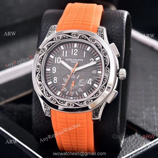 Copy Patek Philippe Aquanaut Engraving Watch Green Rubber Strap 2