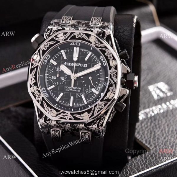 Copy Audemars Piguet Diver Rose Gold Engraving Watches Chronograph Movement 2