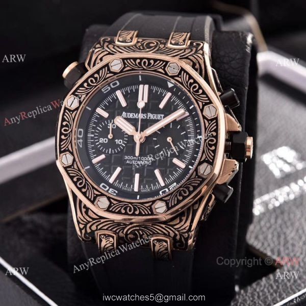 Copy Audemars Piguet Diver Silver Engraving Watches Chronograph 43mm 2