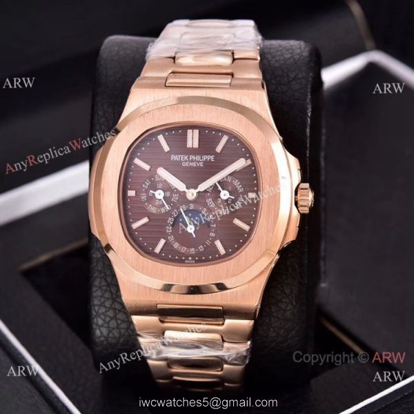 Knockoff Patek Philippe Nautilus Moon Phase Watches 40mm Rose Gold 2