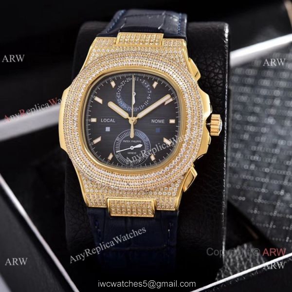Japan Grade Patek Philippe Nautilus Diamonds Watches Yellow Gold Gray Gradient Dial 2