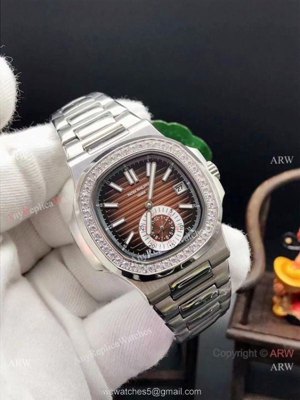 Patek Philippe Nautilus Replica Watch Stainless Steel Diamond Bezel 2