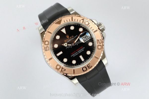 EW Factory 1-1 Replica Rolex Yacht-Master Watch Swiss 3235 Black Rubber Strap 2