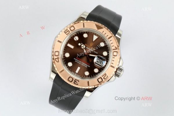 EW Factory Rolex Yacht Master 40mm Watch Chocolate Dial Rubber Strap 2
