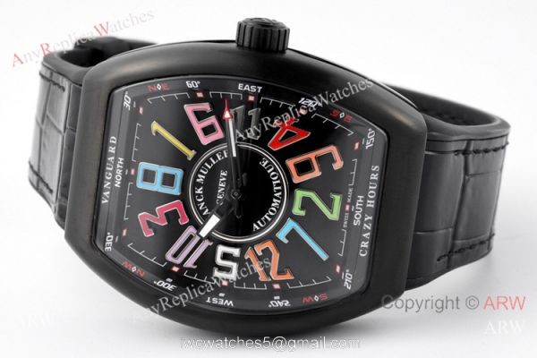 ABF Swiss Grade Franck Muller Vanguard V45 CRAZY HOUR Watch All Black 2