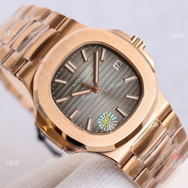 Swiss Copy Patek Philippe Nautilus PPF Factory Cal324 Watch Gray Gradient Dial Rose Gold 2