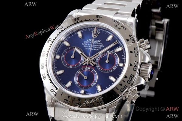 Best 1:1 Swiss Rolex Daytona JH Factory 4130 Chronograph Watch Stainless Steel Blue Dial 2