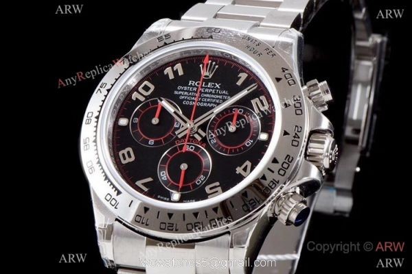 Best 1:1 Swiss 4130 Rolex Daytona JH Chronograph Copy Watch Black Arabic 2
