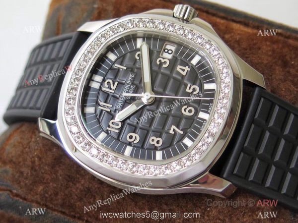 PPF Patek Philippe Aquanaut 324 Automatic Watch Diamond Dial Black Rubber Strap 2