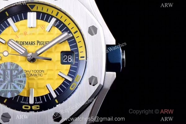 JF Factory V8 1:1 Best Audemars Piguet Divers Watch Yellow Dial 3120 Movement 2