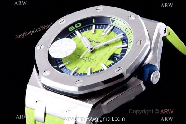 JF Factory V8 1:1 Best Audemars Piguet Divers Watch Green Rubber Strap 2
