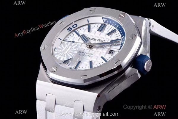 JF Factory V8 1:1 Best Audemars Piguet Divers Men Watch White Dial 2