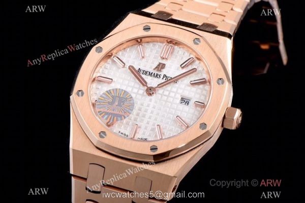 JF Audemars Piguet Lady Royal Oak Copy Watch Rose Gold White Dial 33mm 2