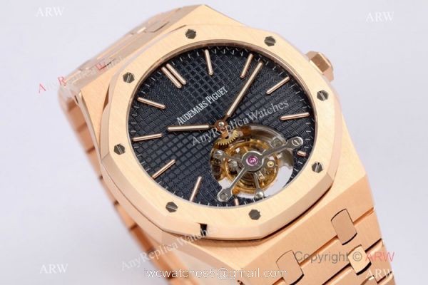 R8 Factory 1-1 Best Replica Audemars Piguet Royal Oak Swiss Tourbillon Watch Rose Gold 2