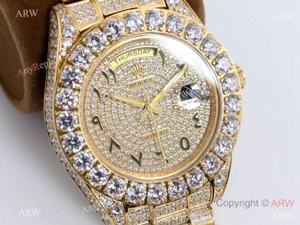 Best Replica Rolex New Oyster Perpetual Pearlmaster 39 Watch Gold Diamond Case Arabic Scripts Markers 2