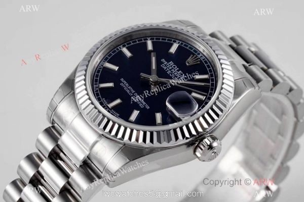 Swiss Clone Rolex Datejust Presidential 31mm Watch SS Blue Dial 2