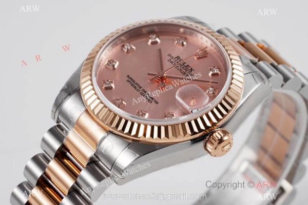 Swiss Clone Rolex Presidential Datejust 31mm Watch Champagne Dial with Diamond 2