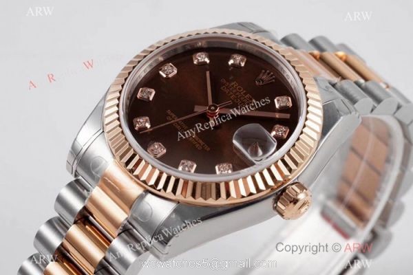 Swiss Clone Rolex Oyster Perpetual Datejust President Watch Chocolate Diamond Dial 31mm 2