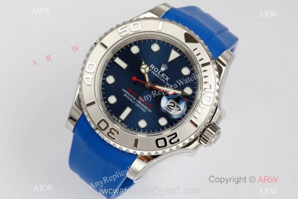 EW Factory Rolex Yacht Master 40mm Swiss 3235 904L Blue Rubber Watch AAA Replica 2
