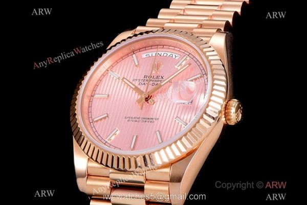 (GM) Copy Rolex Day-Date GM Factory 2836 Watch Bright Pink Dial 40mm 2