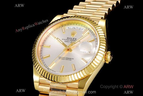 (GM Factory) Swiss Rolex Day-Date I Gold Silver Replica Watch 40mm 2