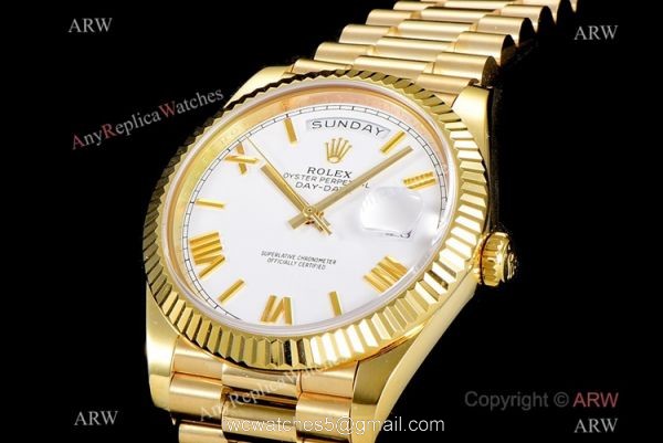 (GM Factory) Swiss 2836-2 Rolex Day-Date White Roman Watch 40mm AAA Copy 2