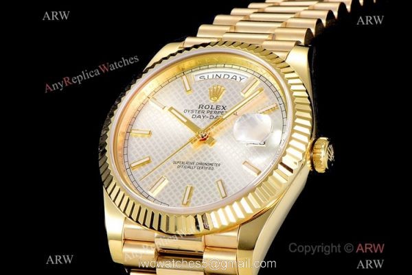 (GM Factory) Rolex Day-Date 40 Swiss 2836-2 Copy Watch Silver Grid dial 2