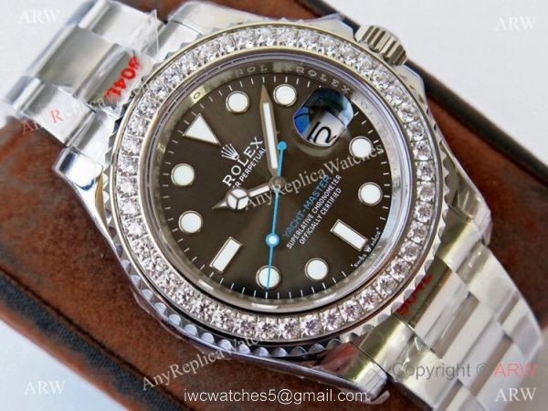 (ROF) 1-1 Best Replica Rolex Yacht-Master Gray Dial Diamond Custom Luxury watches 2