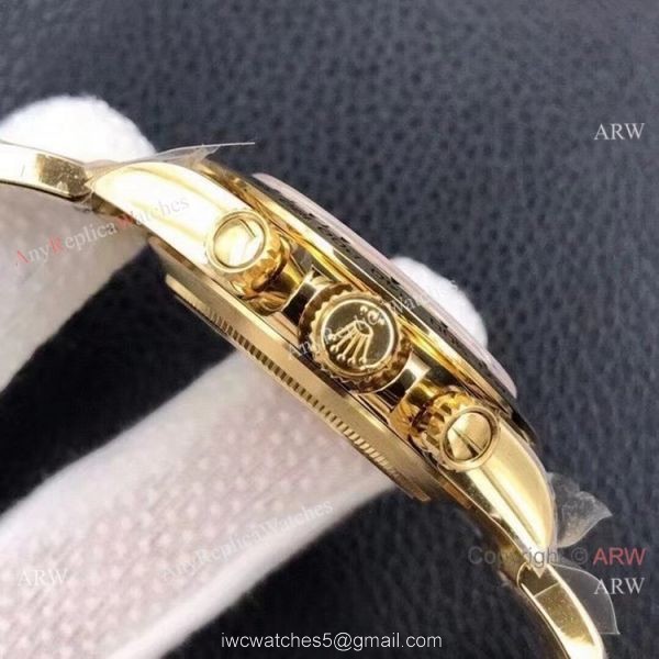 Custom Luxury Watches Rolex Daytona Noob Cal.4130 1:1 Best Edition Yellow Gold Black Diamond Watch 2