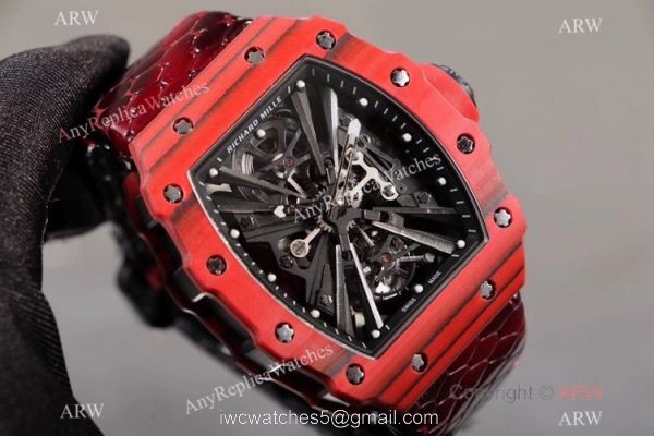 KV Factory 1:1 Richard Mille Tourbillon RM12-01 Red Quartz fiber Case Watch 2