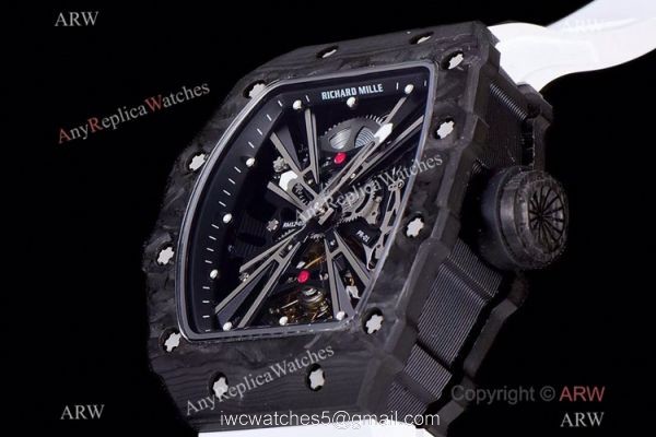 KV Factory Richard Mille RM 12-01 Tourbillon Limited Edition Watch NTPT Carbon White Rubber Strap 2
