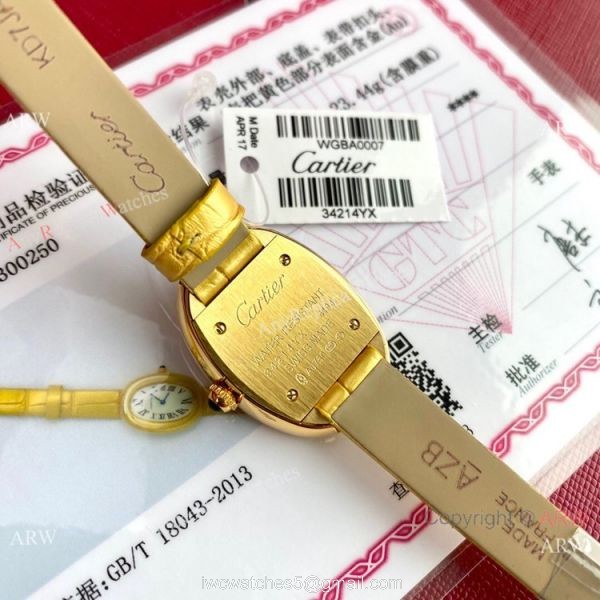 New Copy Cartier Baignoire Sapphire Glass Quartz Watch All Gold Small 2