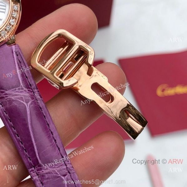 Swiss Copy Cartier Ballon Bleu 30mm Swiss Quartz Watch Purple Leather Strap 2