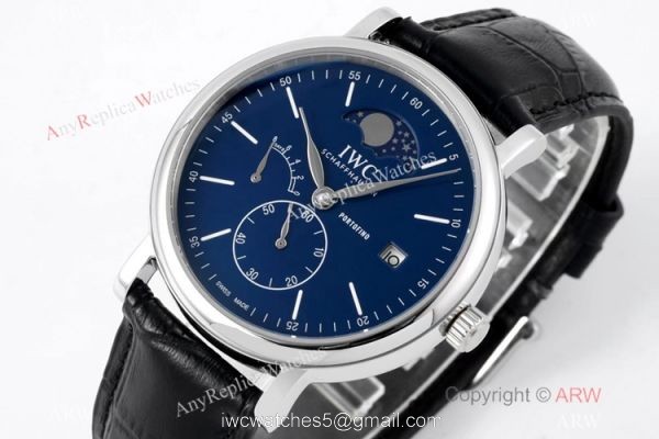 AI Factory Swiss Replica IWC Portofino Hand Wound 8 Days Moon Phase Watch Blue Dial 45mm 2