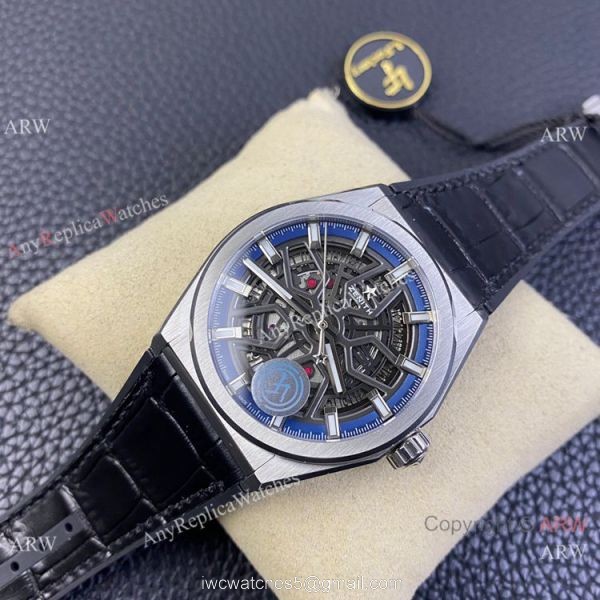 LF Factory Zenith Defy classic Skeleton Dial Watch Black Gummy Strap 2