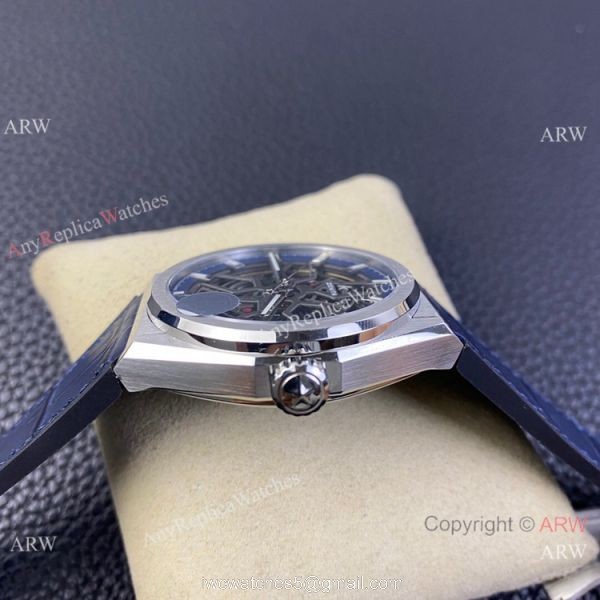LF Factory Zenith Defy classic Skeleton Watch Blue Gummy Strap 2