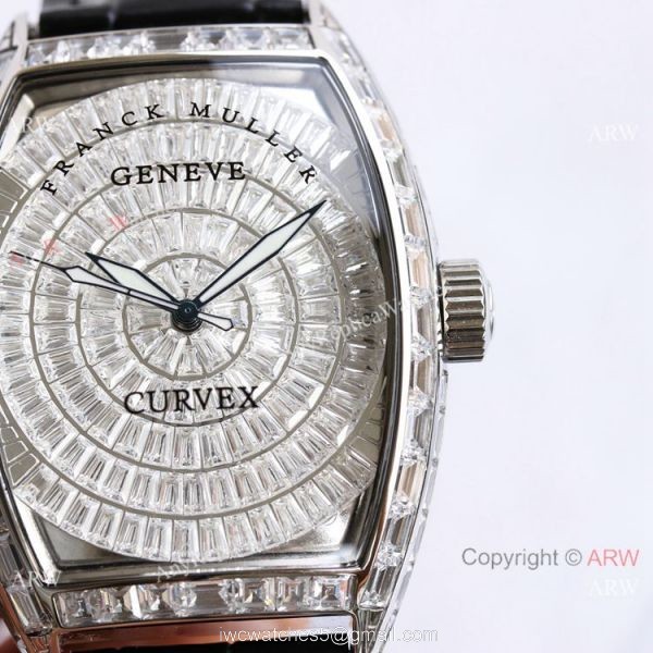 Swiss Copy Franck Muller Geneve Cintree Curvex Iced Out Silver Watch TWF V2 version 2